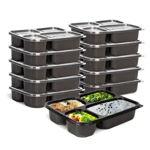 YR 1100ml Cajas de embalaje de alimentos para llevar Contenedores de almacenamiento apilables a prueba de fugas con tapa transparente