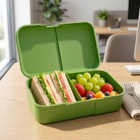 Boîte à lunch en plastique de qualité alimentaire 1,5 L, 2 compartiments, compatible micro-ondes, anti-fuite, conteneur bento CPC pour le bureau, l'école, les pique-niques
