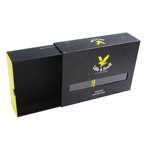 Impresión nuevo diseño cajón <span class=keywords><strong>de</strong></span> cartón negro mate deslizante PET estilo PVC ventana ropa interior caja <span class=keywords><strong>de</strong></span> embalaje - Product Image 2
