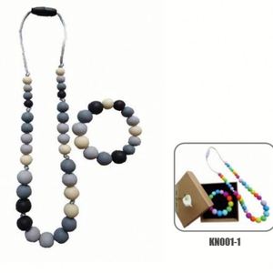 Popular bebé sensorial mordedor silicona conjunto niños masticar collar - Product Image 1