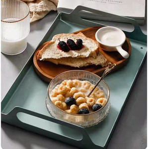 Bandeja de taza de postre ovalada Bandeja de servicio decorativa de mesa de centro de madera de acacia redonda pequeña - Product Image 6