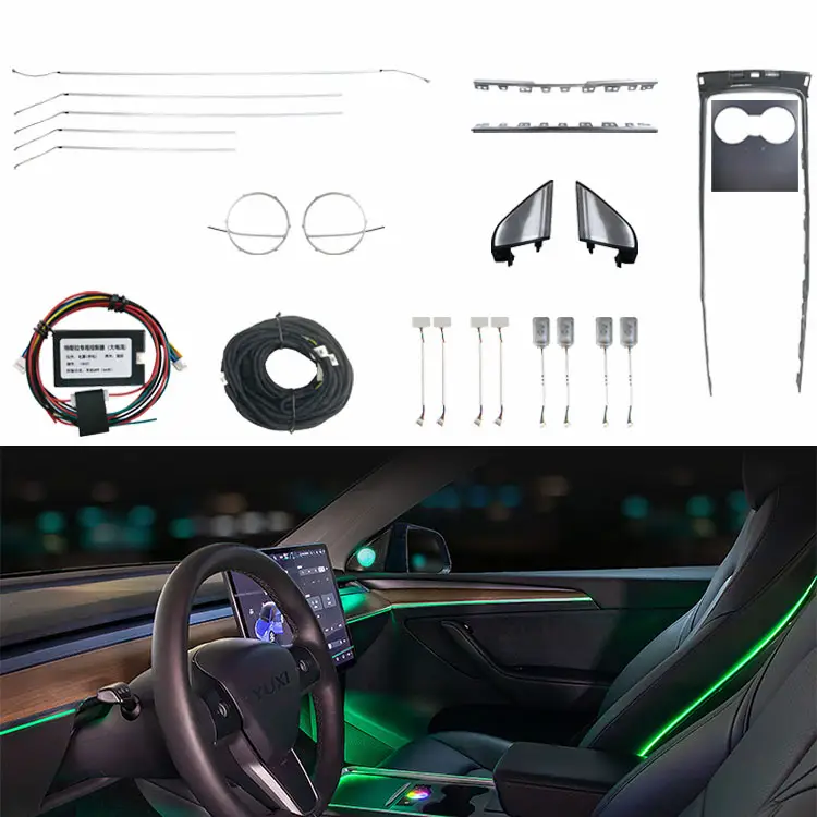 Tesla Auto 22-In-1 Symfonie 64 Kleuren Auto Omgevingslicht Voor Tesla Model 3/Tesla Model Y Omgevingslicht