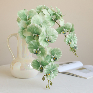 Orquídea artificial de flor de seda al por mayor, flor de 9 cabezas, <span class=keywords><strong>rosa</strong></span>, <span class=keywords><strong>azul</strong></span>, verde, orquídea simulada para boda, decoración del hogar, flor de Orquídea - Product Image 3