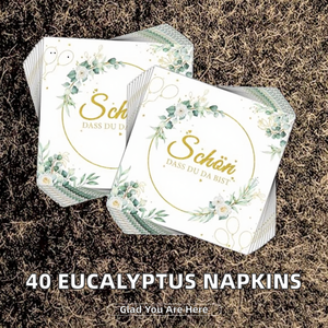 20 serviettes en papier vert eucalyptus 'Glad You're Here' 33x33cm pour la <span class=keywords><strong>décoration</strong></span> de <span class=keywords><strong>table</strong></span> d'anniversaire, de mariage, de baptême, de <span class=keywords><strong>communion</strong></span> - Product Image 2