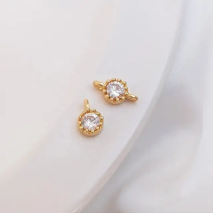 <span class=keywords><strong>A1296</strong></span> Dije de Cristal de Circonita Cúbica 3A de Alta Calidad, Bañado en Oro de 14k, Dije de Piedra Natalicia, Conector de Joyería con Doble Orificio - Product Image 4