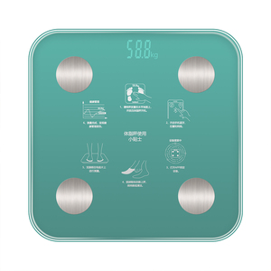 Balance connectée intelligente BIA en verre trempé de 4 mm <span class=keywords><strong>avec</strong></span> écran LCD 62x25mm, 8 utilisateurs, 2 piles AAA, mesure du poids, de la masse grasse, musculaire, d'eau et de masse osseuse, capacité 180 kg - Product Image 1