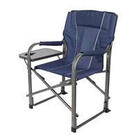 Chaise de directeur ergonomique en acier avec dossier et accoudoirs hauts, avec ou sans table latérale, pliable et portable pour la pêche en plein air, le camping, le barbecue