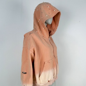 Custom <b>Zip</b> <b>up</b> <b>Jackets</b> for <b>Women</b> French Terry Pullover Designer Hoodie <b>Women</b> High Quality Rhinestone Hoodie Manufacturers - Product Image 3