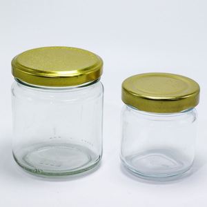 Wholesale Eco-Friendly Round Clear Glass <b>Jars</b> with Metal Lids for Honey Jams Olive Oil & Sugar Storage - Product Image 3