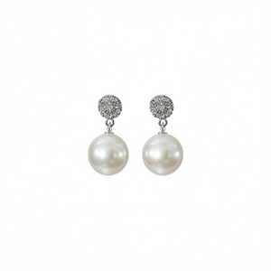 Pendientes de Perlas Akoya, Plata 925 con Baño de Rodio, Perlas Cultivadas Blancas Redondas AAA, Joyería Clásica para Mujer, Ideal para Bodas - Product Image 1