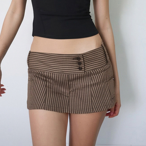 Falda midi a rayas con estampado de patchwork para mujer, falda de corte A de talle bajo con detalle de bolsillo, falda informal de moda para verano - Product Image 5