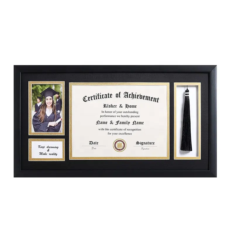 Top Selling Custom 11x14 Graduation Photo Frame with Tassel Silk Screen Printed Certificate Diploma Frame