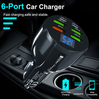 Chargeur de voiture à charge rapide 35W 6 ports (4 USB + 2 Type-C) PD QC3.0 QC4.0 OVP OTP 3.1A pour ordinateur portable, téléphone portable et écouteurs
