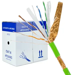 مصنع مخصص كابل شبكة cat6 ftp نحاسي رمادي 23AWG ftp cat6 كابو cat6 m 1000 قدم لفة