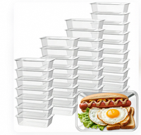 Contenedor con Tapa, Contenedores Desechables Transparentes para Almuerzo, Caja Contenedora de Alimentos a Prueba de Derrames para Ensaladas, Apta para Microondas y Congelador