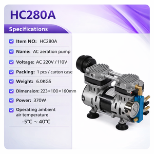 HC280 AC Tragbare Teichbelüftungspumpe mit Motor, 2 Schwarzen Schläuchen & 2 Diffusoren für Fischteichbelüftung - Product Image 2