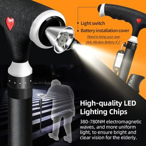 Đi bộ mía cho phụ nữ gấp mía cho nam giới với đèn LED Quad mía với cơ sở ổn định Trọng lượng nhẹ và có thể điều chỉnh đi Bộ thanh - Product Image 4