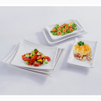 Vaisselle de restaurant en gros d'usine Assiette à dessert en mélamine rectangle blanc de 8 pouces