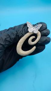 Colgante de Plata 925 con Letra C Inicial de Mariposa, con Incrustaciones de Diamantes Moissanite VVS - Product Image 3