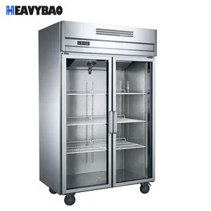Heavybao商用スーパーマーケット冷凍庫チラーディスプレイ冷蔵庫工業用ガラスドア垂直直立冷蔵庫
