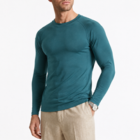 T-shirt de sport pour homme à manches longues, personnalisé OEM/ODM, col rond, ajusté, extensible, avec détails de couture, idéal pour le fitness, la course et l'entraînement en salle de sport