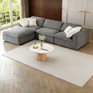 Ensemble de canapé modulaire de luxe moderne en tissu capitonné, 4 pièces, avec <span class=keywords><strong>coin</strong></span> en L et chaise longue, pieds en bois - Product Image 2