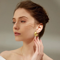 Boucles d'oreilles créoles YTJX luxueuses brossées épaisses en forme de C, boucles d'oreilles ouvertes audacieuses et volumineuses, boucles d'oreilles dorées de qualité supérieure pour femme