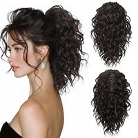 Extension de queue de cheval synthétique ondulée de 12 pouces, brun foncé, style blanc, douce et volumineuse, avec pince à griffes, pour femme