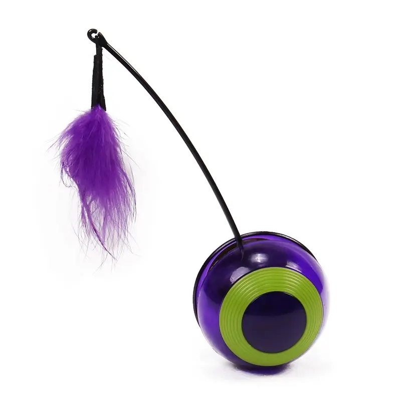 Mascota estrella Stock pluma gato divertido Stick LED sonidos vaso bola electrónica gato juguete