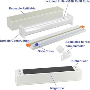 HuamaohengchunPlastic Wrap Dispenser with Cutter, Refillable Cling Film Dispenser with 12 inch328Ft Cling Film - Product Image 3