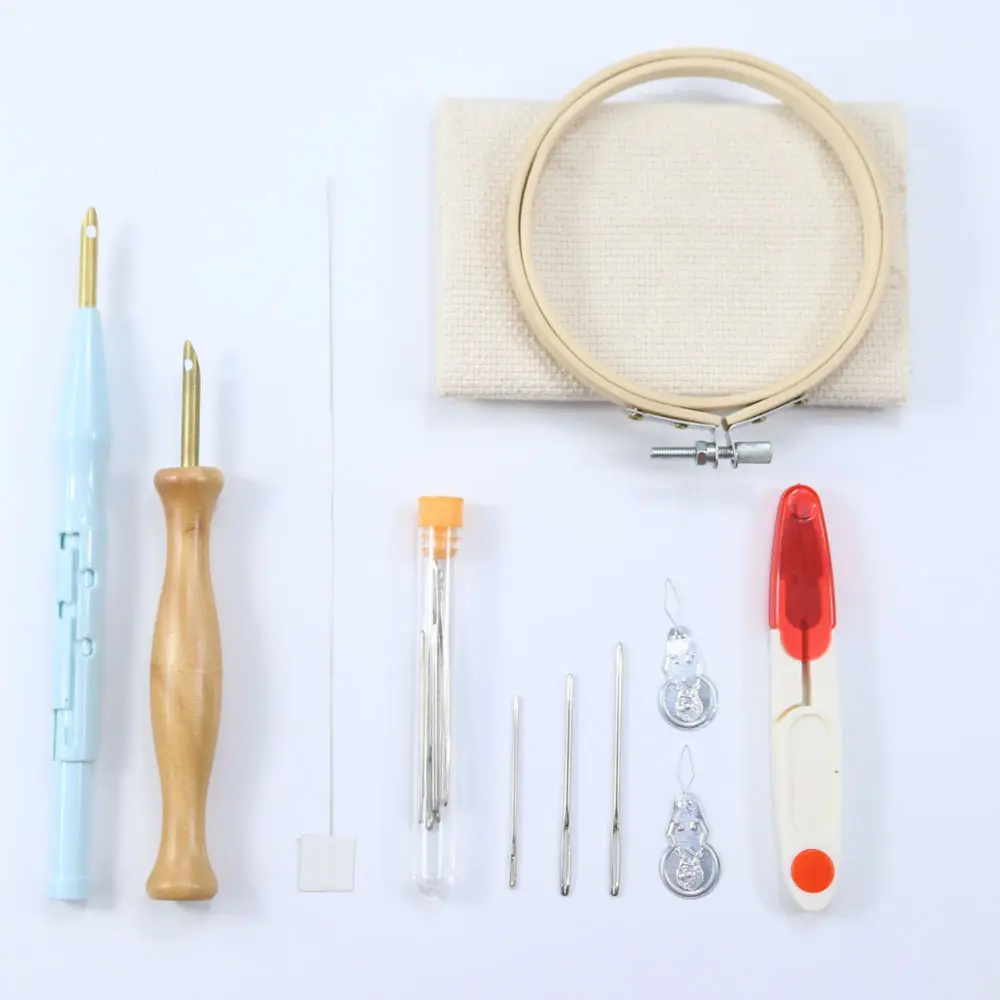 Punch Needle Wooden Handle Embroidery Pen Cloth and Tools for Embroidery ,Punch Needle Embroidery Kits