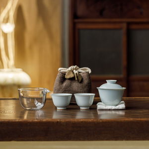 Guanlan Antique Style Travel <b>Tea</b> <b>Set</b> One Pot Two Cups Porcelain Kung Fu <b>Tea</b> <b>Set</b> For Outdoor Camping Portable <b>Tea</b> Bowl <b>Set</b> - Product Image 1