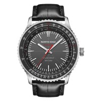 Montre de sport solaire avec ordinateur de bord, bracelet en cuir véritable, résistante à l'eau pour homme
