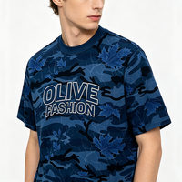 T-shirt en coton lourd pour homme, camouflage, manches courtes, jersey, t-shirt personnalisé avec logo brodé, streetwear, tee-shirt pour la vente en gros