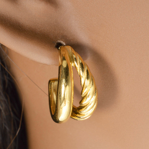 18K <b>Gold</b> Plated Stainless Steel <b>Small</b> <b>Hoop</b> Earrings Waterproof Tarnish Free Minimalist Daily Women Earrings - Product Image 2