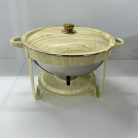 Ensemble de réchauds de buffet blanc mat de luxe 4,5 L, motif marbre, chauffe-plats avec support de couvercle