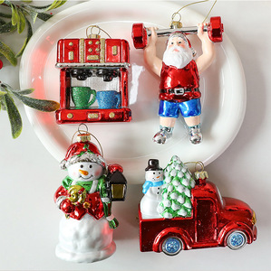 Ornamen Pohon Natal Plastik Cetak Tiup Grosir, Bentuk Santa Claus, Manusia Salju & Truk, Liontin Gantung - Product Image 2