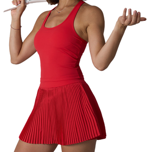 Tenue de tennis personnalisée à séchage rapide, robe de tennis sans manches <span class=keywords><strong>pour</strong></span> femme avec short intégré, vêtements de sport actifs - Product Image 1