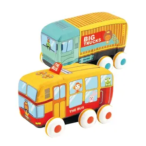 Conjunto de brinquedos educativos para bebês, mini carrinhos de brinquedo de desenho animado macio