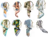 Paréo en soie vintage avec bordures artistiques-couverture multifonctionnelle pour plage/cocktail/bord de piscine