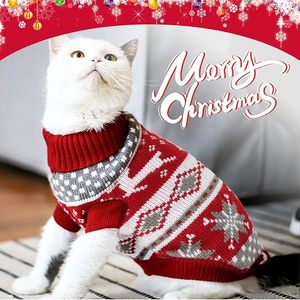 Pull de Noël pour chiot, pull à motif de rennes et de flocons de neige pour chat et petits chiens - Product Image 3