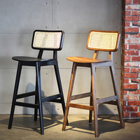 Chaise de bar en bois massif, tabouret haut, chaise de salle à manger de restaurant