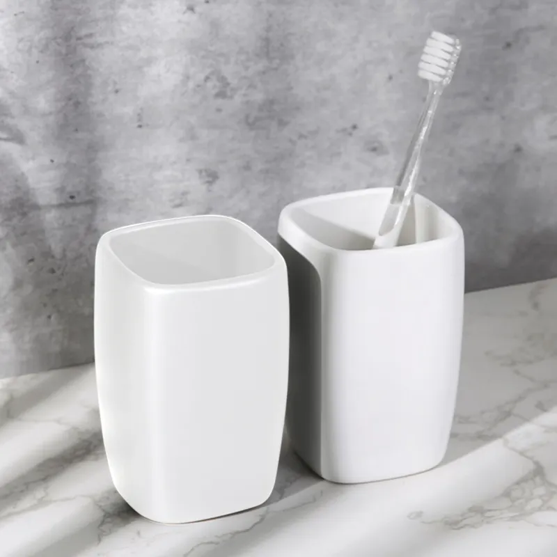 Organisateur de brosse à dents de salle de bain en céramique de marbre gris noir de voyage de haute qualité, organisateur de brosse à dents porte-gobelet de brosse à dents