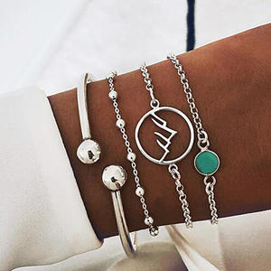 Nouveau Style Européen et Américain Ensemble Turquoise Simple Bracelet Personnalisé Montagne Perle Bracelet 4 Pièces Ensemble Bracelet - Product Image 1