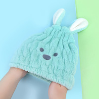 Esun-Bonnet de bain en microfibre à séchage rapide pour femmes et filles Bonnet de bain avec oreilles de lapin mignonnes-Style tissé jacquard