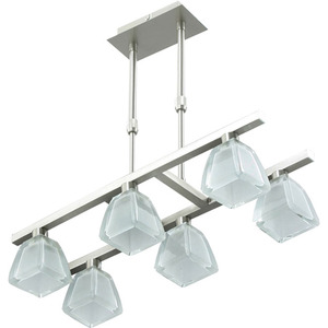 Moderne AUGUSTA 6xG9 L.49 Nickel LED Plafonnier pour Bureau à Domicile Hôtel Carré Cristal Corps Acier Inoxydable Laiton Base Acrylique - Product Image 1