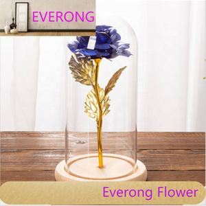 AI-309 Rose d'or préservée dans un dôme en verre avec lumière LED La Belle et la Bête Rose dans un verre Cadeaux de Saint Valentin - Product Image 6