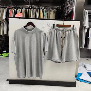 Shorts décontractés pour hommes S22, élégants et raffinés, couleur avoine clair, coupe ample, style urbain, 100% coton, couleur unie, taille élastique, respirants - Product Image 5