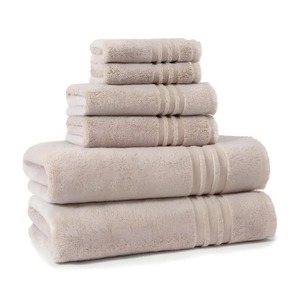 Ensemble de serviettes de bain en coton 6 pièces de qualité supérieure 680 GSM serviettes absorbantes douces avec bordure à franges Technique tissée de couleur unie fabriquée en Turquie - Product Image 5