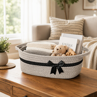Panier cadeau pour nouveau-né, panier de rangement en corde de coton pour baby shower, panier vide personnalisé pour emballage de fêtes